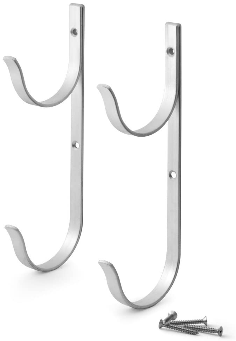 Pool Pole Hanger Premium 4pc Aluminium Holder Set by Aquatix Pro, Ideal Hooks for Telescopic Poles, Skimmers, Leaf Rakes, Nets, Brushes, Vacuum Hose, Garden Tools and Swimming Pool Accessories