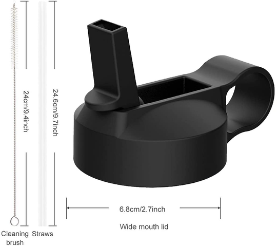 The Mass Wide Mouth Straw Lid Compatibility Most Sports Water Bottle (Black)
