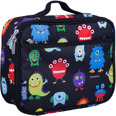 Wildkin Kids Insulated Lunch Box Bag for Boys and Girls, Perfect Size for Packing Hot or Cold Snacks for School and Travel, Mom's Choice Award Winner, BPA-free, Olive Kids (Monsters)