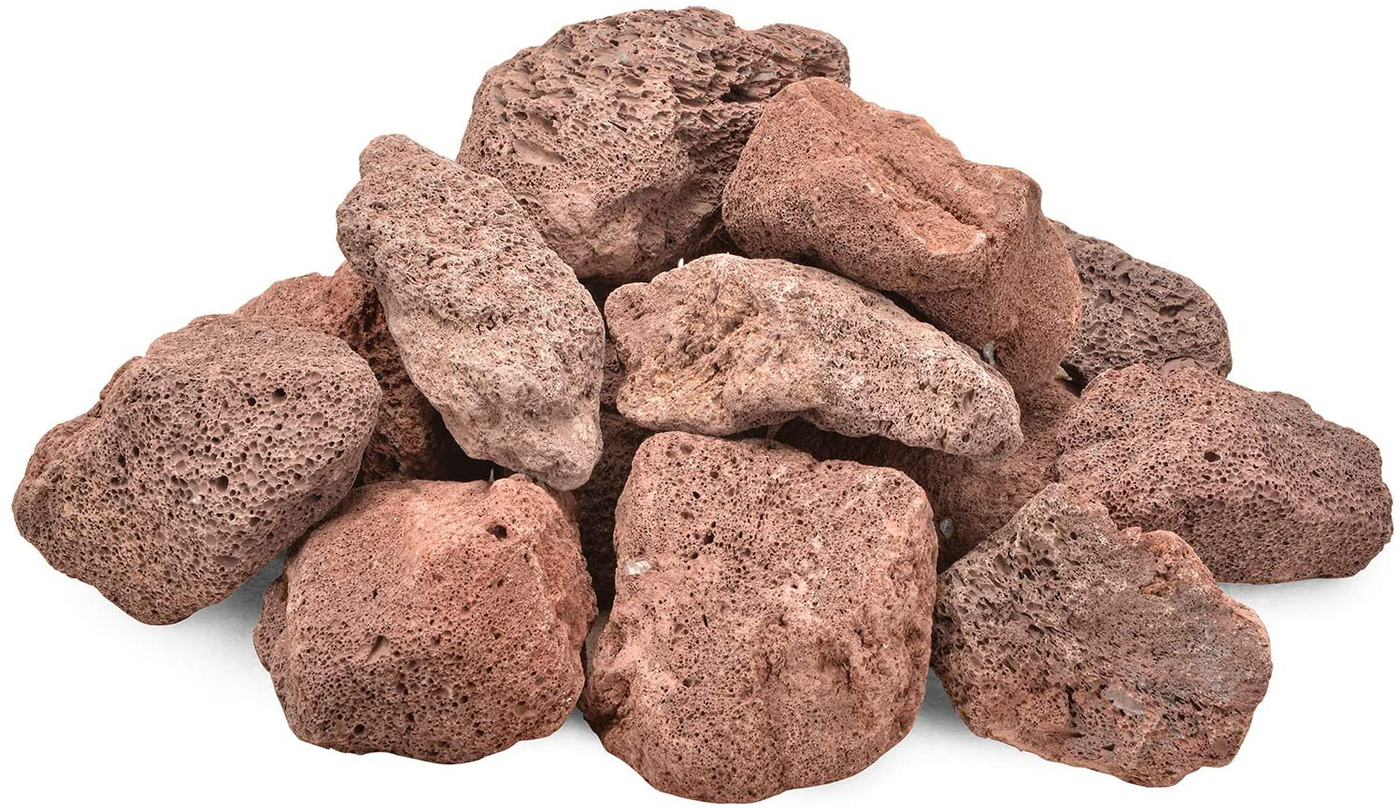 Skyflame 10LB Natural Lava Rocks for Fire Pits, Fire Tables, Fireplaces, Garden Landscaping Decoration, Indoor and Outdoor Use, 3"-5" Sizes, Red