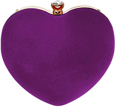 Mini Handbag Heart Shape Clutch Purse Velvet Shoulder Bag Evening Tote Chain Purse