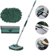 AgiiMan Car Wash Brush with Long Handle - 3 in 1 Car Cleaning Mop, Chenille Microfiber Mitt Set, Adjustable Length 24in-43in Glass Scrabber Vehicle Cleaner Kit, Green