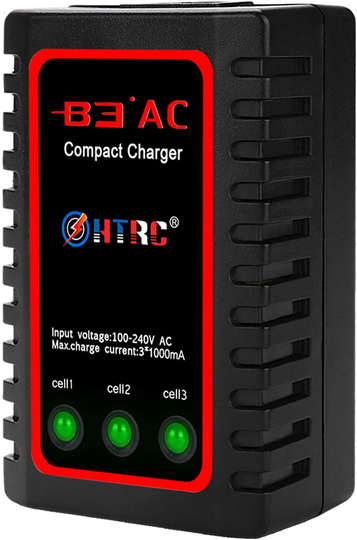HTRC LiPo Battery Charger 2S-3S RC Balance Charger B3AC Pro Compact Charger for 7.4-11.1V LiPo Batteries(Black)