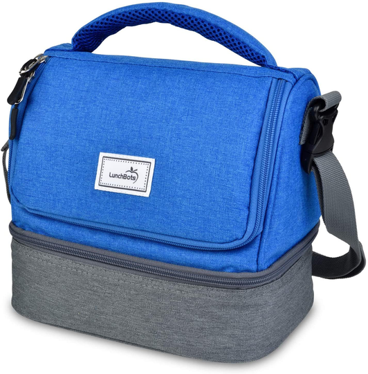 LunchBots Duplex Insulated Lunch Bag - Dual Section Design Fits LunchBots Uno, Duo, Trio, Quad, Rounds, Bento Cinco Perfectly - Roomy Thermal Lunch Bag for Kids and Adults - Royal