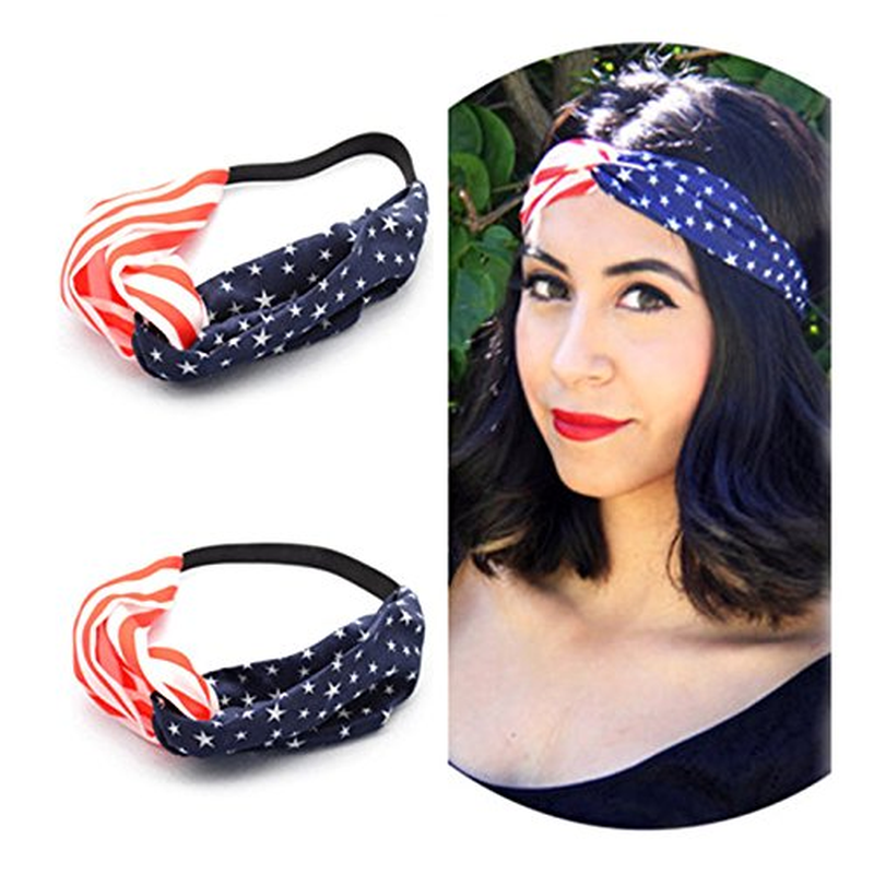 American Flag Red White Blue Patriotic Bandana for Women 4th of July Decorations