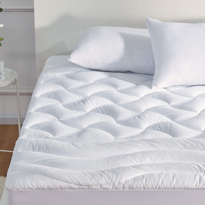 SLEEP ZONE Premium Mattress Pad Cover Cooling Overfilled Fluffy Soft Topper Zone Design Upto 21 inch Deep Pocket with Athletic Grade Elastic Skirt, White, Cal King