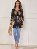 Milumia Women's Floral Print Open Front Blazer Jacket Cardigan Outerwear with Pocket