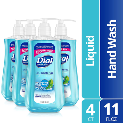 Dial Antibacterial Liquid Hand Soap, Spring Water, 11 Ounce (Pack of 4)