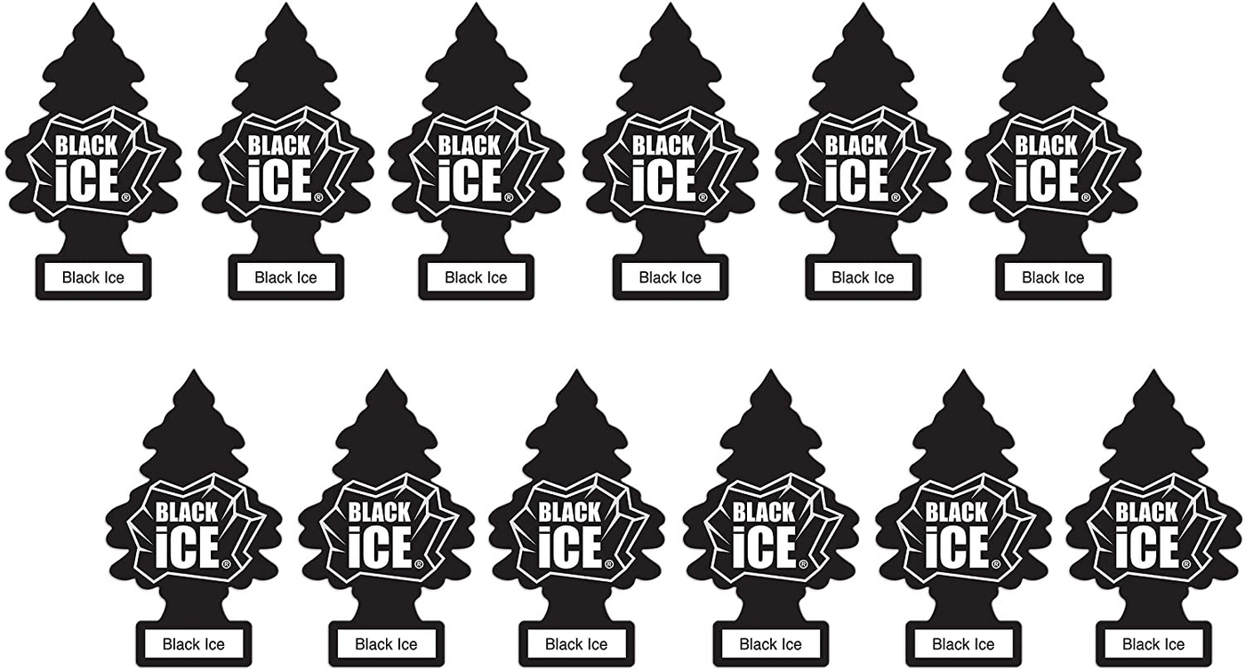 LITTLE TREES Car Air Freshener | Hanging Paper Tree for Home or Car | Black Ice | 12 Pack