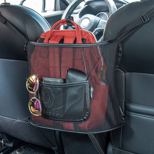 Cavalcade Car Net Pocket, Back Seat Mesh Organizer, Automotive Console Handbag Holder, Netting Pouch Storage Bag for Car, Barrier of Backseat Pet Kids, Black
