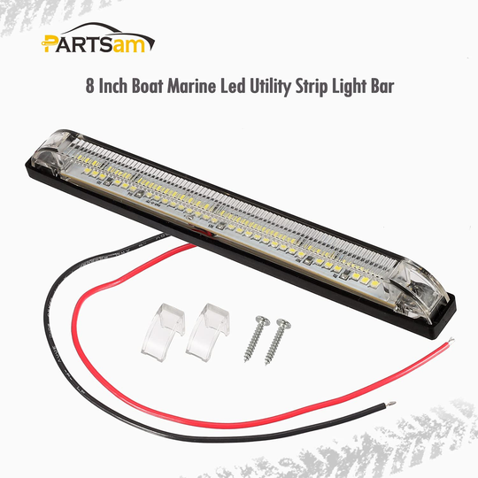 Partsam 1Pc 12V 8 Inch Slim Line LED Utility Strip Bar 30LED, 8" Truck Trailer Camper RV Motorcycle Motorhome Led Marker Lights Interior Dome Lights Cargo Lights Courtesy Lights Lamps Rear Lights