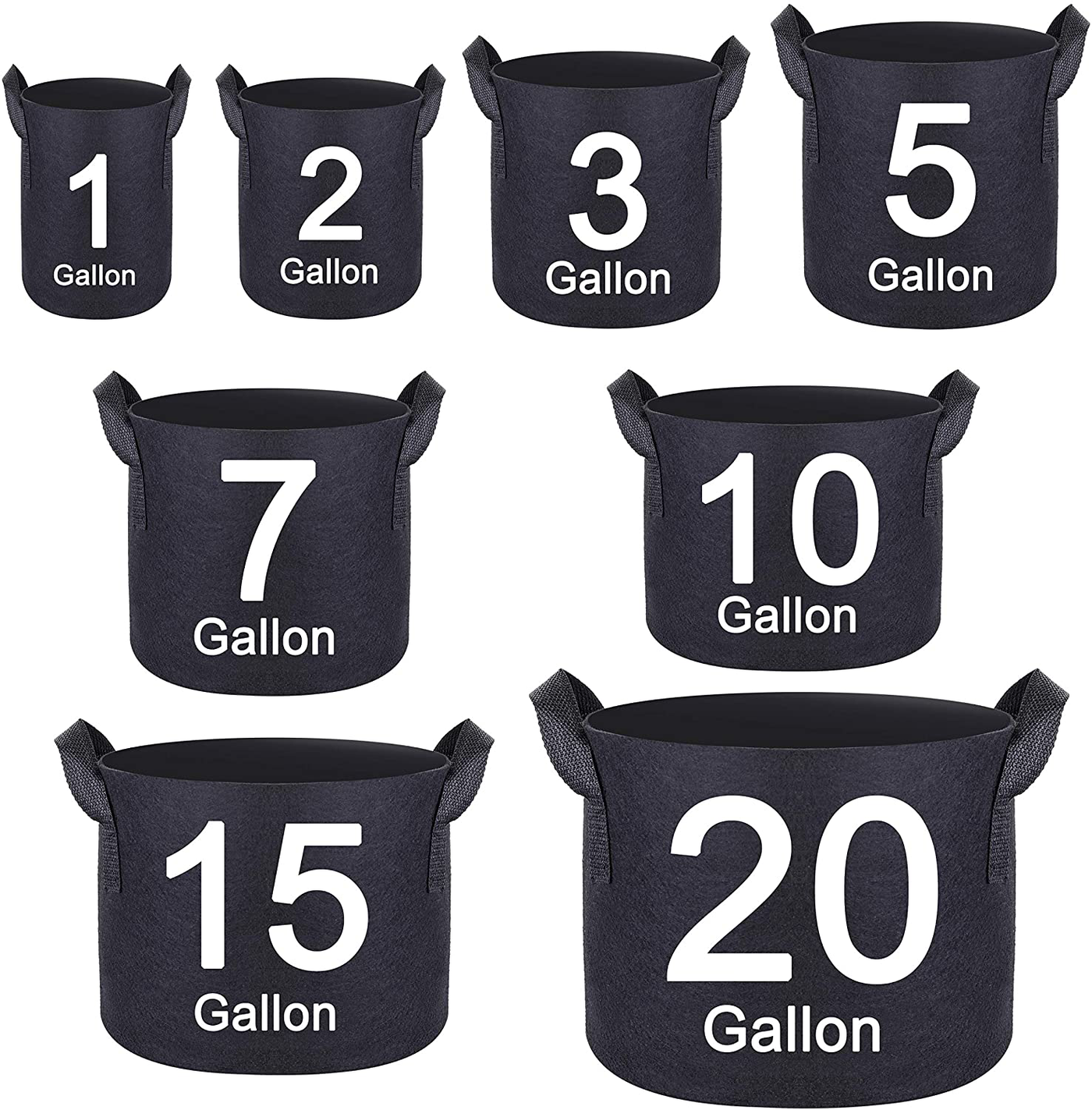 6-Pack 2 Gallons Plant Grow Bags,Heavy Duty Thickened Nonwoven Fabric Pots Grow Bags with Handles,Indoor Outdoor Grow Containers Black