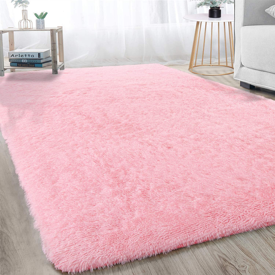 Merelax Soft Modern Indoor Large Shaggy Rug for Bedroom Livingroom Dorm Kids Room Home Decorative, Non-Slip Plush Fluffy Furry Fur Area Rugs Comfy Nursery Accent Floor Carpet 5x8 Feet, Pink