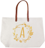 ElegantPark Personalized Gifts for Women Monogrammed Tote Bag Monogram A Initial Bags and Totes for Wedding Bride Bridesmaid Gifts Birthday Gifts Teacher Gifts Bag with Pocket Canvas