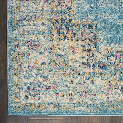 Nourison Passion Pink and White Vintage Area Rug 2'2" x 10', Ivory/Fushia, 10 Feet