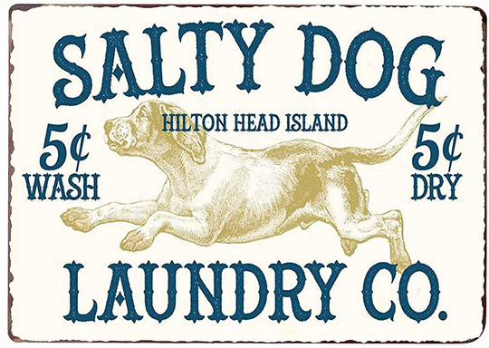 PXIYOU Salty Dog Laundry CO Vintage Farmhouse Laundry Room Sign Country Home Decor Washroom Signs Art Wall Blue 8X12Inch