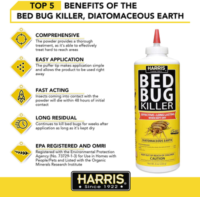 HARRIS Bed Bug Killer, Diatomaceous Earth (1/2lb)