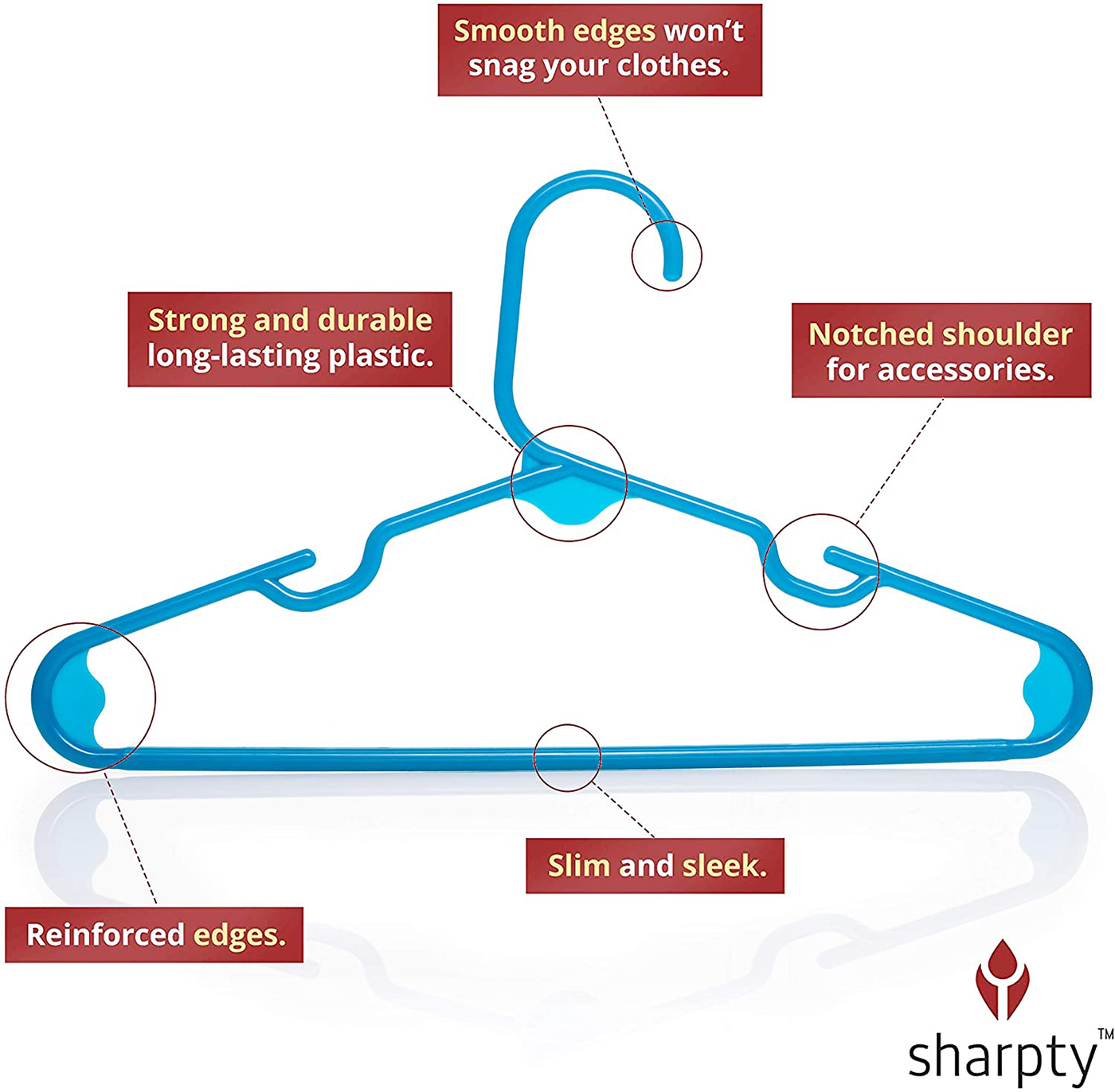 Sharpty Children's Hangers Plastic, Kids Hangers Ideal for Everyday Standard Use, Baby Hangers Kids (Pink, 60 Pack)