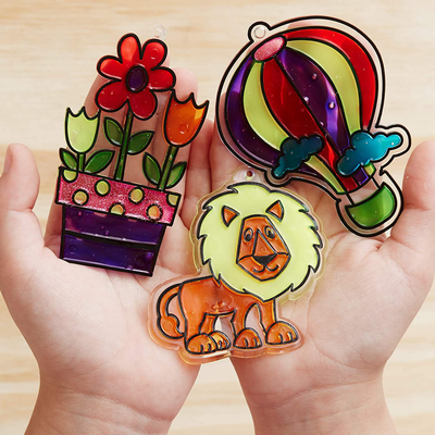 Made By Me Create Your Own Window Art by Horizon Group USA, Paint Your Own Suncatchers. Kit Includes 12 Pre-Printed Suncatchers, DIY Acetate Sheet, Window Paint, Suction Cups and More, Assorted Colors