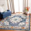 Safavieh Monaco Collection MNC243N Boho Chic Medallion Distressed Non-Shedding Stain Resistant Living Room Bedroom Area Rug, 3' x 3' Square, Navy / Light Blue