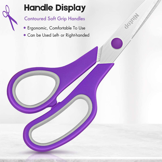 Scissors Bulk Set of 5-Pack, Niutop 8" Multipurpose Sharp Scissors for Office Home High/Middle School Student Teacher Scissor Supplies, Soft Comfort-Grip Right/Left Handles