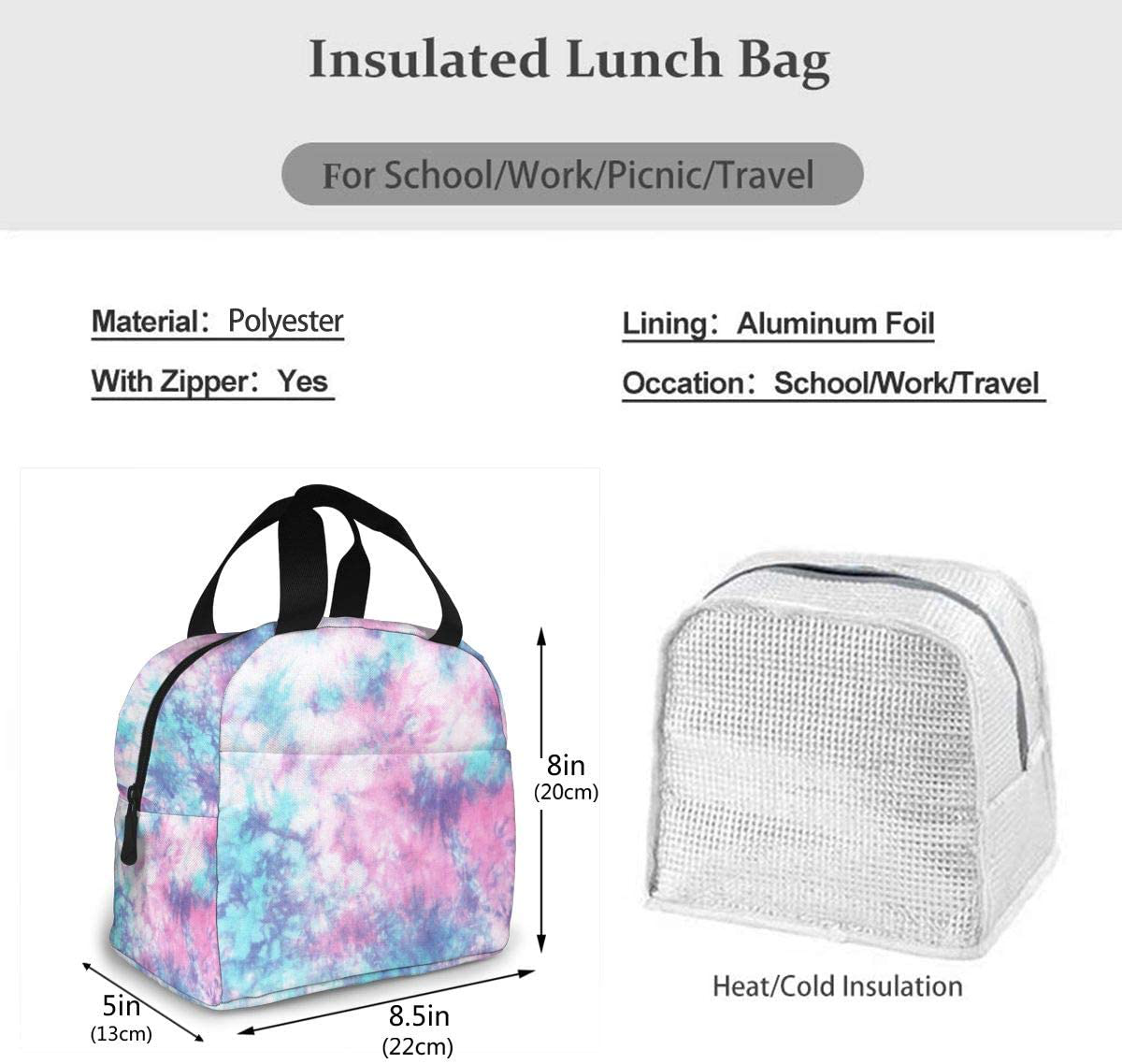 PrelerDIY Galaxies Lunch Box - Insulated Lunch Bags for Women/Men Reusable Lunch Tote Bags, Perfect for Office/Camping/Hiking/Picnic/Beach/Travel