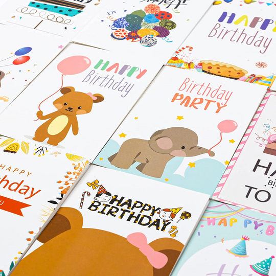 80 Pack Assorted Birthday Cards with 80 Blank Envelopes, 84 Stickers & 3 Washi Tape Rolls