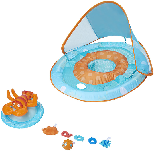 SwimWays Inflatable Baby Spring Octopus Pool Float Activity Center with Canopy