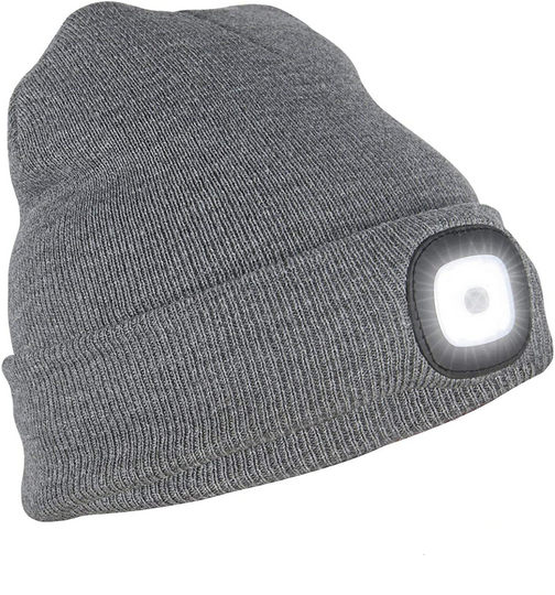 Knitted Unisex Beanie Hat with Light, USB Rechargeable LED Headlamp Flashlight Hat