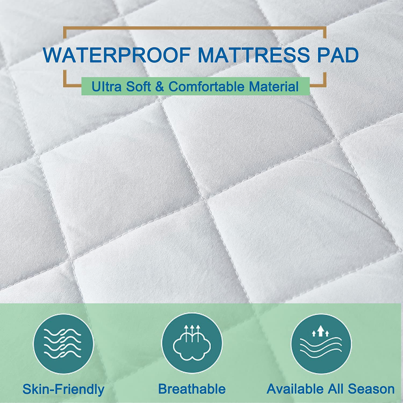 Gehannah Comfort Mattress Protector 100% Waterproof, Ultra Soft Noiseless Mattress pad, Breathable Cooling Cover with 8-18" Deep Pocket Mattress Topper (Queen)