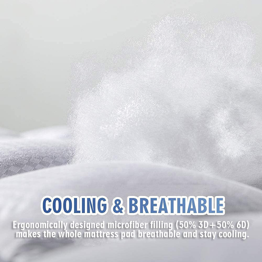 MATBEBY Bedding Quilted Fitted Twin XL Mattress Pad Cooling Breathable Fluffy Soft Mattress Pad Stretches up to 21 Inch Deep, Twin Extra Long, White, Mattress Topper Mattress Protector