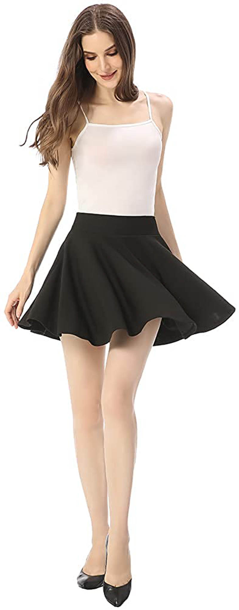 Hoerev Women Girls Short High Waist Pleated Skater Tennis Skirt