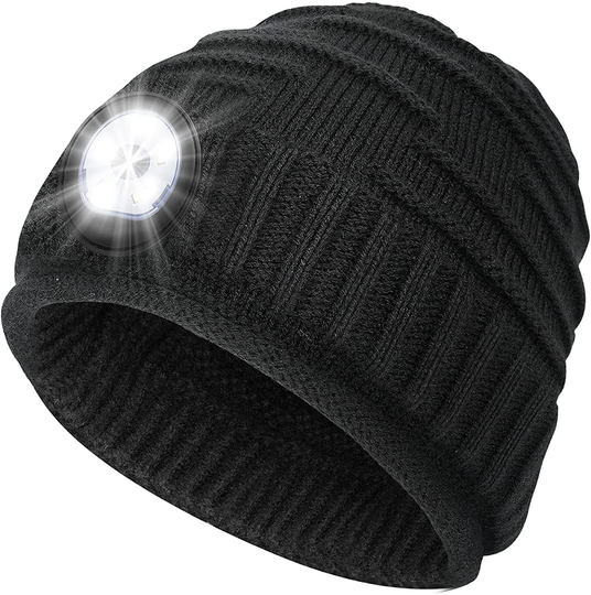 Mens Gifts Beanie Hat with Light - Christmas Stocking Stuffers Women Men Rechargeable Headlamp Cap LED Flashlight Winter Hats Camping Running Fishing Gear Gift Ideas for Dad Mom Family Boyfriend Teen