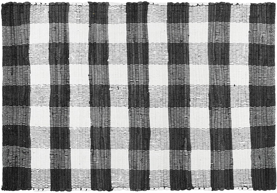 GLAMBURG Cotton Reversible Area Runner Rug 2' x 6' for Bedroom Living Room Kitchen Hallways Front Porch Laundry Room, Handwoven Farmhouse Floor Mat, Washable Checkered Plaid Runner Rug Black White