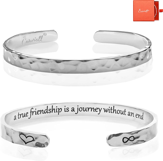 Carviell Bracelets for Women, Personalized Gifts for Her, Mom, Best Friend, Inspirational Friendship Cuff for Teen Girls, Engraved, Birthday Gift Jewelry