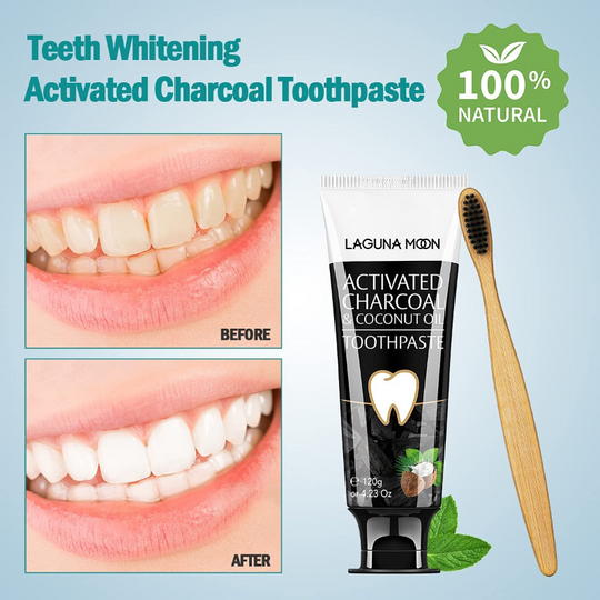 100% Natural Activated Charcoal & Coconut Oil Teeth Whitening Toothpaste