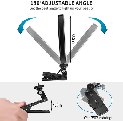 Video Conference Lighting Kit, LED Dimmable Ring Light Adjustable Clip On Monitor 