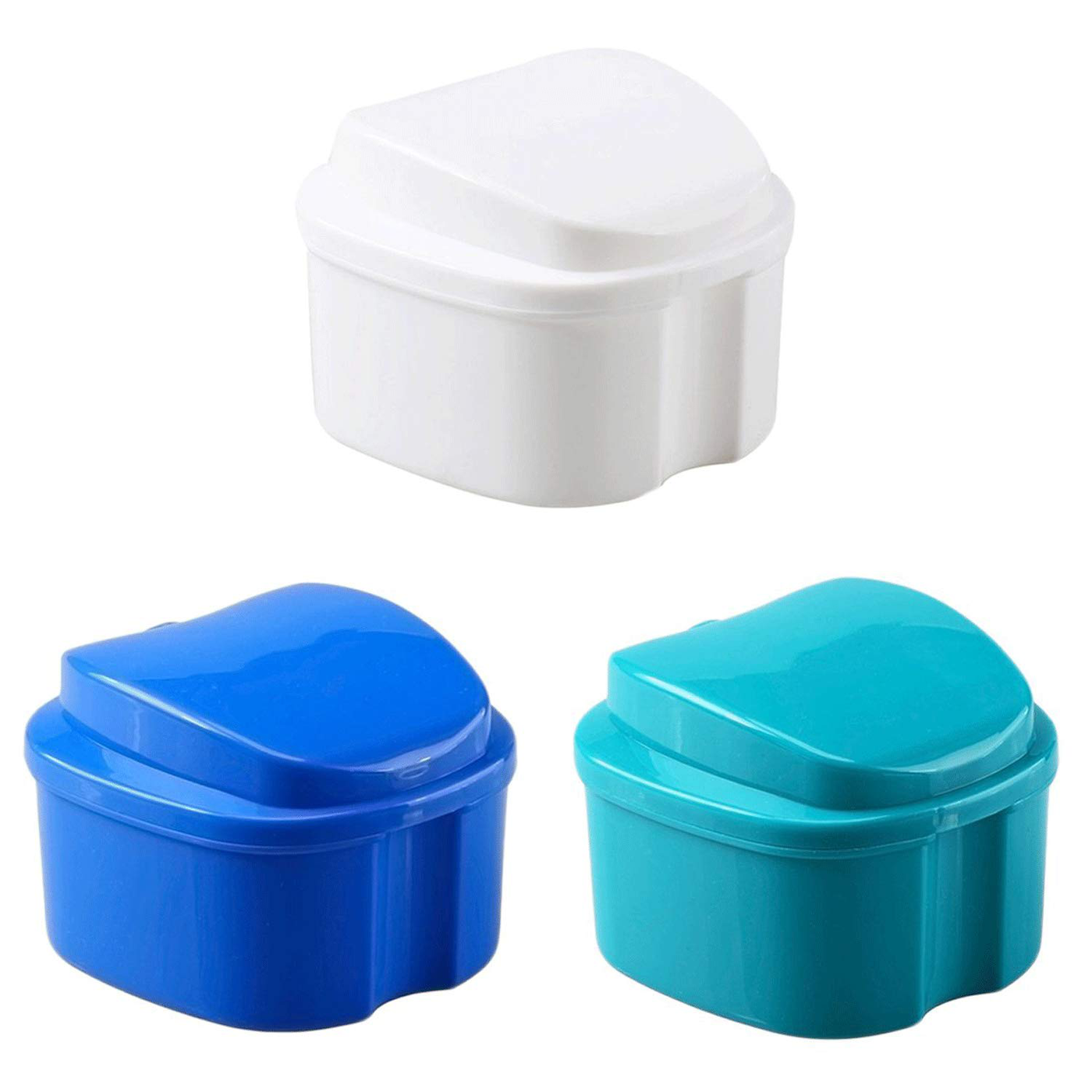 KISEER Denture Bath Case Cup Box Holder Storage Soak Container with Strainer Basket for Travel Cleaning (Blue)