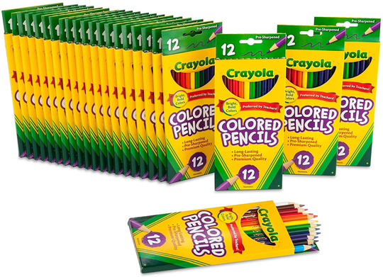 Crayola Bulk Colored Pencils, Pre-sharpened, 12 Assorted Colors, Pack of 24