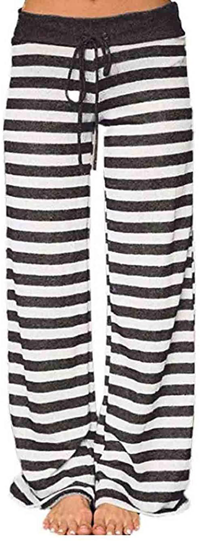 Women's Comfy Stretch Drawstring Palazzo Wide Leg Lounge Pants
