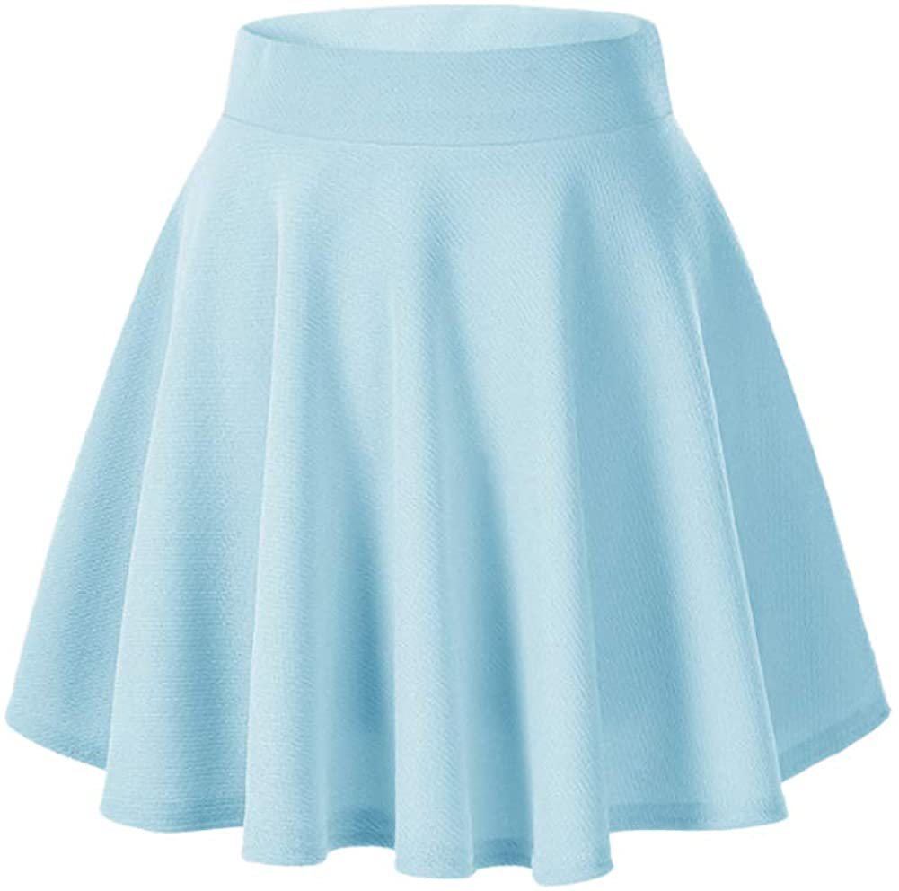 Afibi Casual Mini Stretch Waist Flared Plain Pleated Skater Skirt