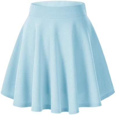 Afibi Casual Mini Stretch Waist Flared Plain Pleated Skater Skirt