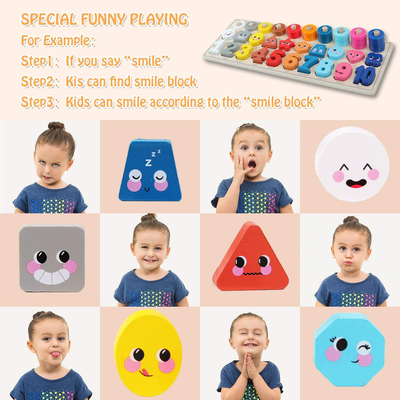 QZMTOY Preschool Educational Learning Montessori Toys for Kids, Toddler Puzzles Number Shape Sorter Counting Stacker with Clock Weather, Boys Girls Activities Math Game Gift for Age 3 4 5 Years