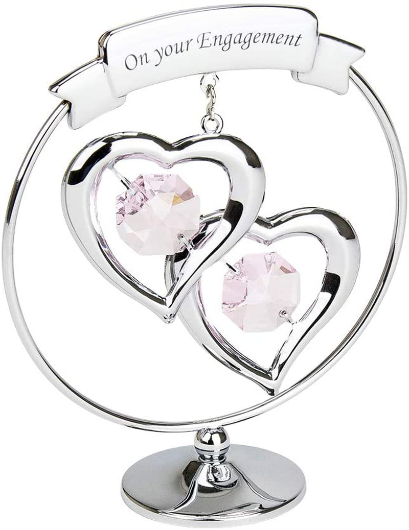 Haysom Interiors Modern 60th Anniversary Silver Plated Metal Keepsake Gift Ornament with Clear Swarovski Crystal Glass