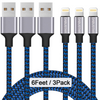 3 Pack 6FT Nylon Braided Lightening Charging Cables 