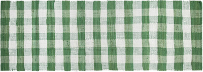 GLAMBURG Cotton Reversible Area Runner Rug 2' x 6' for Bedroom Living Room Kitchen Hallways Front Porch Laundry Room, Handwoven Farmhouse Floor Mat, Washable Checkered Plaid Runner Rug Green White