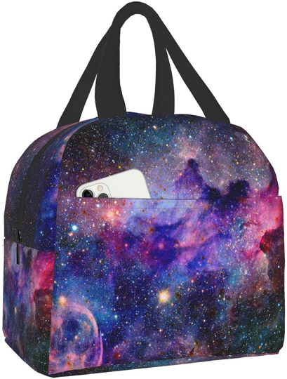 PrelerDIY Galaxies Lunch Box - Insulated Lunch Bags for Women/Men Reusable Lunch Tote Bags, Perfect for Office/Camping/Hiking/Picnic/Beach/Travel
