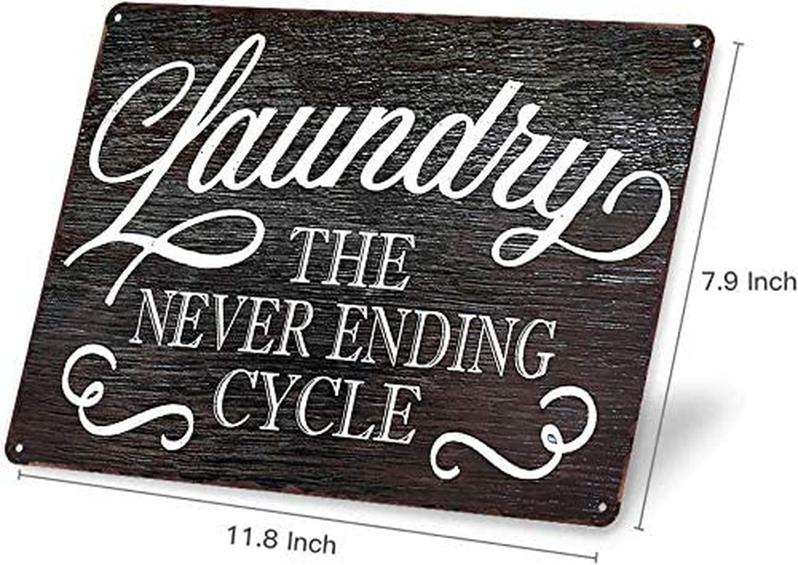 Goutoports Laundry Room Vintage Metal Signs Laundry Never Ending Cycle Decorative Signs Wash Room Home Decor Art Signs 7.9x11.8 Inch
