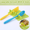 Silicone Spoon Rest for Kitchen Counter - 6 Slot with Widen Drip Pad Anti-slip Heat Resistant BPA-Free Rest Holder Grill Utensil Rest Kitchen Utensil Rest Spoon Holder for Stove Top (Green)