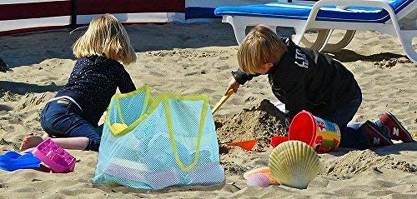 SupMLC Mesh Beach Bag Extra Large Beach Bags and Totes Tote Backpack Toys Towels Sand Away For Holding Beach Toys Children' Toys Market Grocery Picnic Tote